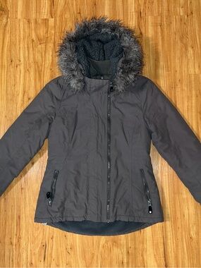 Bench Women's Green Faux-Fur Hooded Puffer Insulated Jacket Coat, Large